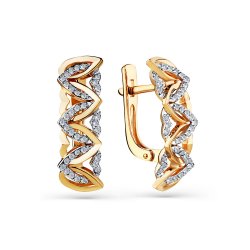 Серьги из красного золота с камнями Бриллиант