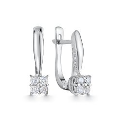 Cercei din aur alb cu pietre Diamant