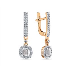 Cercei Suspendați din aur roșu cu pietre Diamant