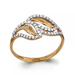 Inel din aur roșu cu pietre Cubic Zirconia Incolor