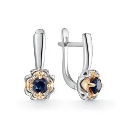 Cercei din aur alb cu Diamant, Safir