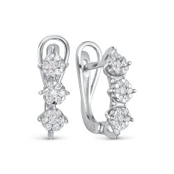 Cercei din aur alb cu pietre Diamant