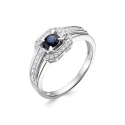 Inel din aur alb cu pietre Diamant, Safir