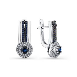 Cercei din aur alb cu pietre Diamant, Safir