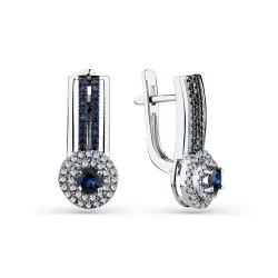 Cercei din aur alb cu Diamant, Safir