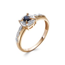 Inel din aur roșu cu pietre Diamant, Safir