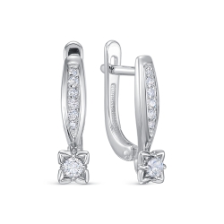 Серьги из белого золота с камнями Бриллиант