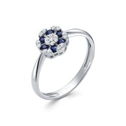 Inel din aur alb cu pietre Diamant, Safir