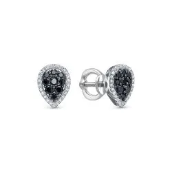 Cercei Pusete din aur alb cu Diamant, Diamant negru