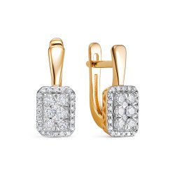 Серьги из красного золота с камнями Бриллиант