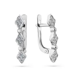 Серьги из белого золота с камнями Бриллиант