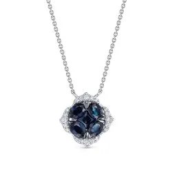 Colier din aur alb cu Diamant, Safir