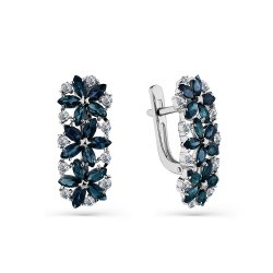 Cercei din aur alb cu pietre Diamant, Safir