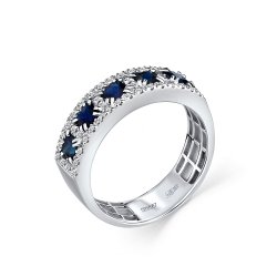 Inel din aur alb cu pietre Diamant, Safir