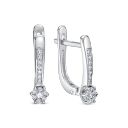Серьги из белого золота с камнями Бриллиант