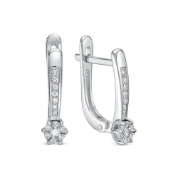Серьги из белого золота с камнями Бриллиант