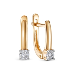 Серьги из красного золота с камнями Бриллиант