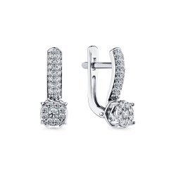 Cercei din aur alb cu pietre Diamant
