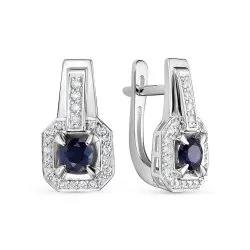 Серьги из белого золота с камнями Бриллиант, Сапфир