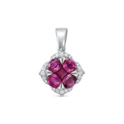 Pandantiv din aur alb cu pietre Diamant, Rubin