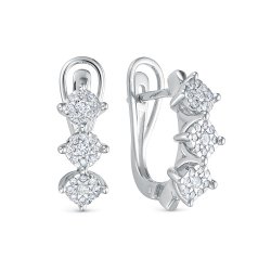 Cercei din aur alb cu pietre Diamant