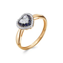 Inel din aur roșu cu pietre Diamant, Safir
