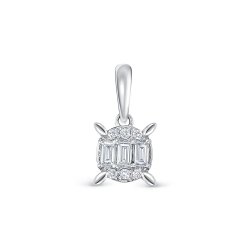 Pandantiv din aur alb cu pietre Diamant