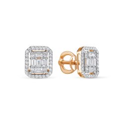 Cercei Pusete din aur roșu cu pietre Diamant