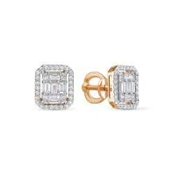 Cercei Pusete din aur roșu cu Diamant
