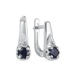Cercei din aur alb cu Diamant, Safir