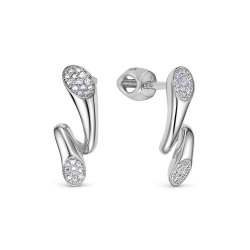 Cercei Pusete din aur alb cu pietre Diamant
