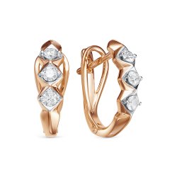 Серьги из красного золота с камнями Бриллиант