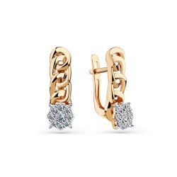 Серьги из красного золота с камнями Бриллиант