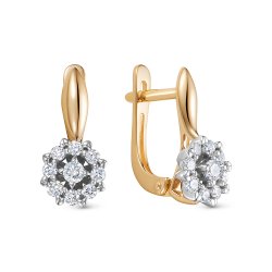 Серьги из красного золота с камнями Бриллиант