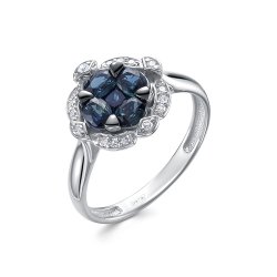 Inel din aur alb cu pietre Diamant, Safir