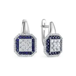 Cercei din aur alb cu Diamant, Safir