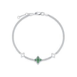 Brățară din aur alb cu pietre Diamant, Smarald