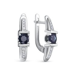 Cercei din aur alb cu pietre Diamant, Safir