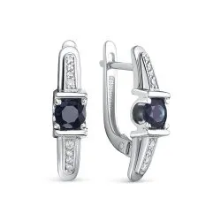 Cercei din aur alb cu Diamant, Safir