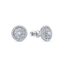 Cercei Pusete din aur alb cu pietre Diamant