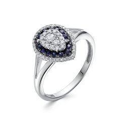 Inel din aur alb cu pietre Diamant, Safir