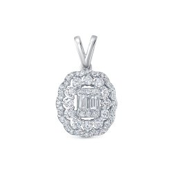 Pandantiv din aur alb cu pietre Diamant