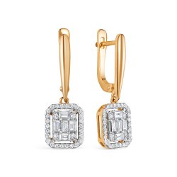 Cercei Suspendați din aur roșu cu pietre Diamant