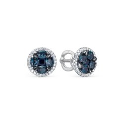 Cercei Pusete din aur alb cu pietre Diamant, Safir