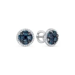 Cercei Pusete din aur alb cu Diamant, Safir