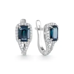 Cercei din aur alb cu Diamant, Safir
