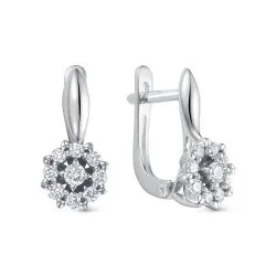 Серьги из белого золота с камнями Бриллиант