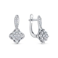 Серьги из белого золота с камнями Бриллиант