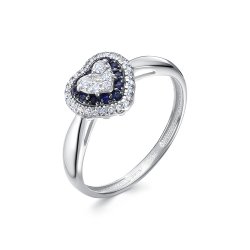 Inel din aur alb cu pietre Diamant, Safir