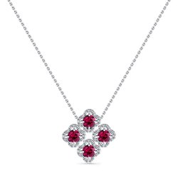 Colier din aur alb cu pietre Diamant, Rodolit